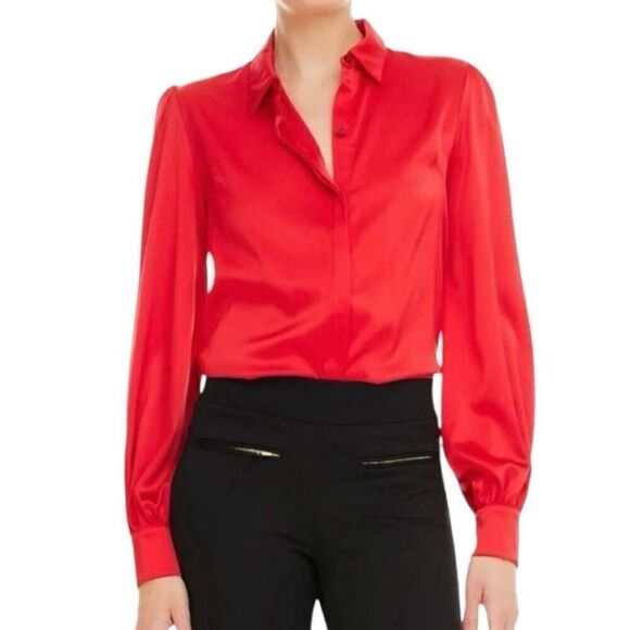 Generation Love 95% Silk Crissy Blouse in Red Size XL - Picture 11 of 12